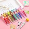 12 Pieces Beadable Pens Kit with Silicone Focal Beads, Animal Style, Black Ink, for DIY School Supplies